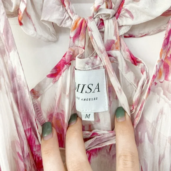 MISA Los Angeles Morrison Dress Abstract Rose Flora - Picture 4 of 7